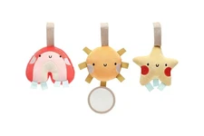 Pearhead Rainbow Sun and Stars Stroller Toys, Plush Corduroy Baby Travel Car Sea