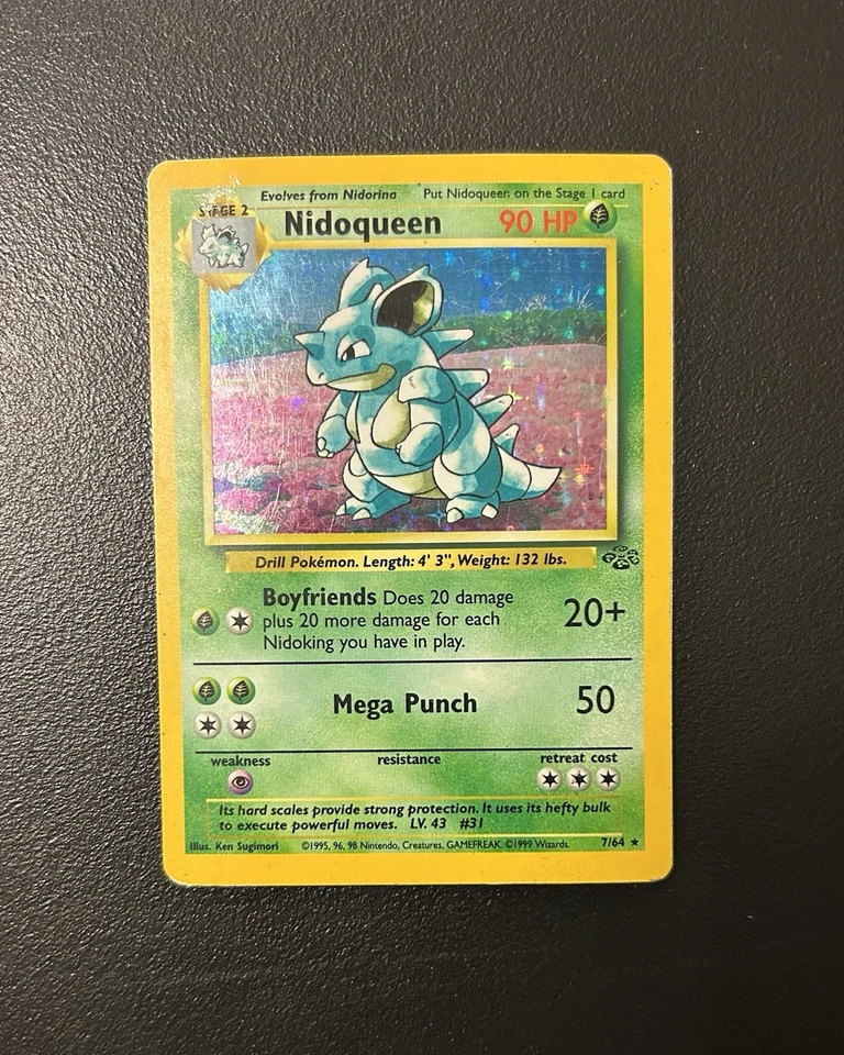 Pokémon Nidoqueen Juego de Cartas Coleccionables Jungle Holo Tarjeta 7/64 Ilimitado Raro LP-NM Estado Foto 2 de 3