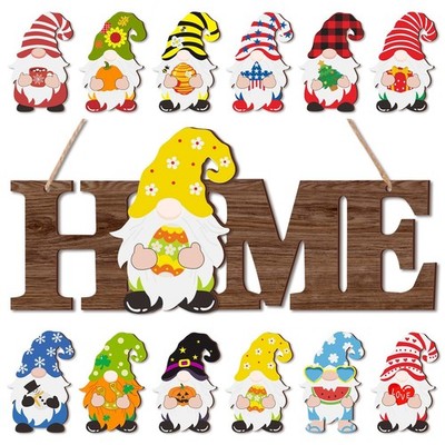 Yookeer 13 Pcs Interchangeable Home Gnome Wood Sign 3D Easter Spring Seasonal...