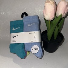 NEW 6 PAIRS Nike Dri-fit Everyday Plus Crew socks Kids Youth 10C-3Y