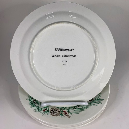 Rare Farberware 2118 White Christmas Bread Plates Original Version Vtg Holiday - Picture 5 of 6