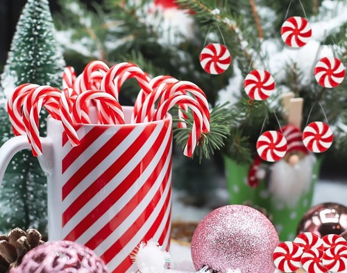 60Pcs Candy Canes Christmas Tree Decorations-Plastic Peppermint Candy Cane - Bild 2 von 9