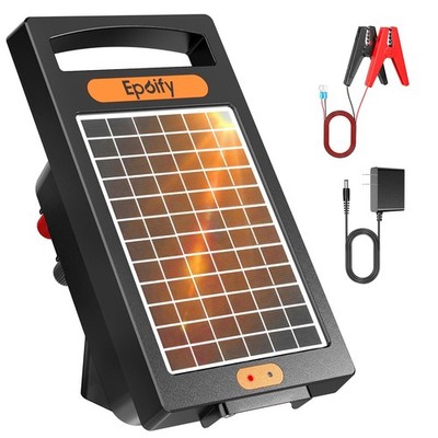 24 Hour Solar Electric Fence Charger, 10 Miles, Up to 10200v Output Black