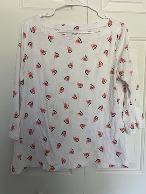 Women s loft 3/4 Sleeve Top Size large Watermelon White