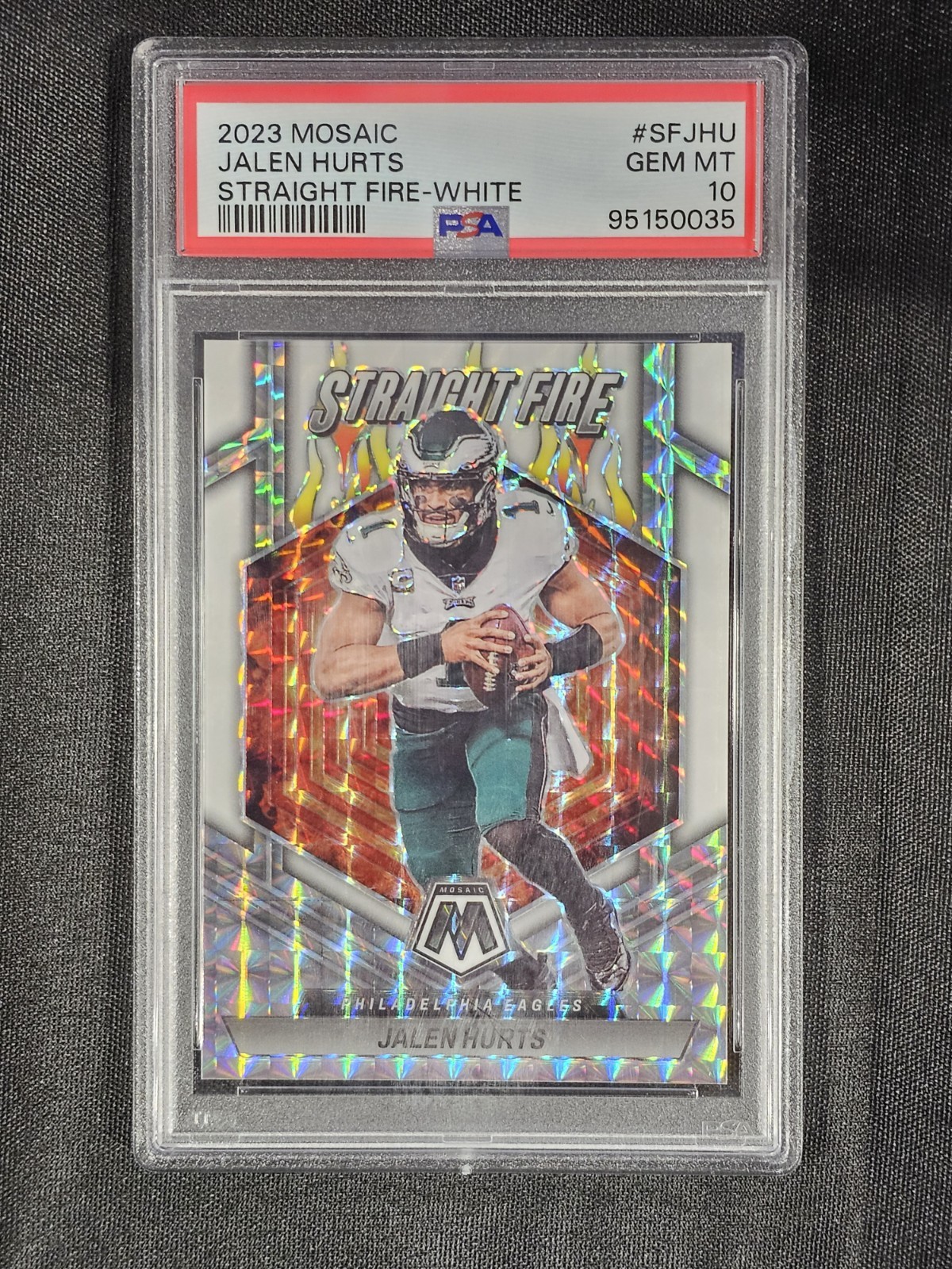 PSA 10 GEM MINT - 2023 Mosaic Straight Fire White Jalen Hurts /25 💎🔥 POP 6