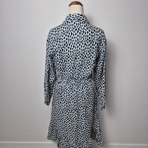 Trenery Shirt Dress Womens Size 8 French Linen White Blue Knee Length Pockets - Picture 4 of 9