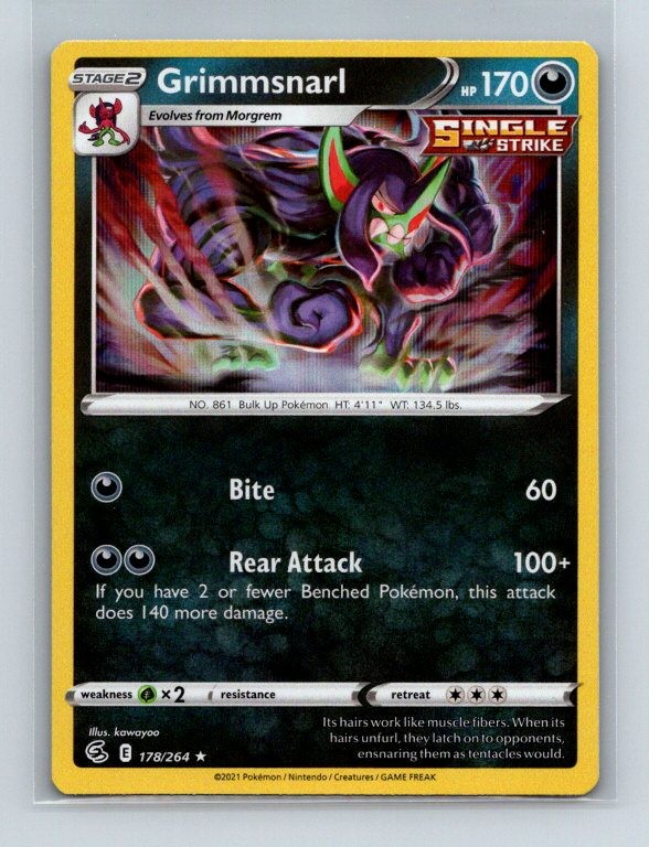 Grimmsnarl 178/264 Holo Rare SWSH08: Fusion Strike Pokemon Reverse Holo Near
