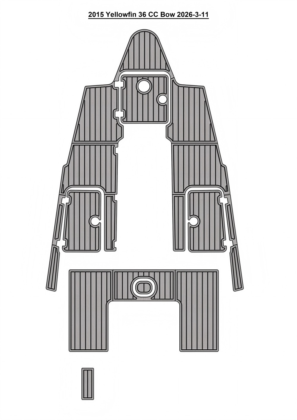 2015 Yellowfin 36 CC Bow Pad Boat EVA Foam Faux Teak Deck Floor Mat Flooring