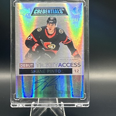 2021-22 Upper Deck Credentials-Debut Ticket Access Auto Shane Pinto#DTAA-PI /299