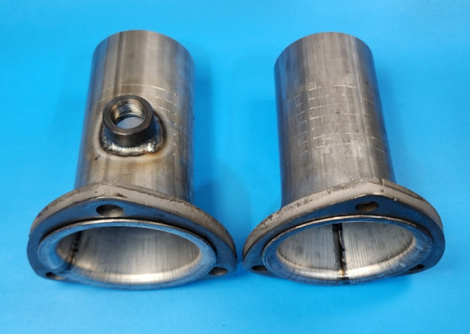 3"Header To 2.5"OD Aluminized 3 Bolt Gasket Style Collector Reducers With02 Bung