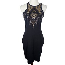 Express Women Medium Black Sequin Bodycon Dress Tank Top Sleeveless