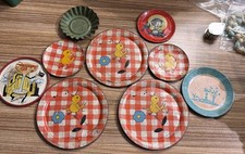 Vintage Litho Tin 1930s Fern Bisel Peat Toy Tin Plate Lot Of 9 Tin Plates