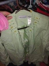 alfred dunner cotton blend beaded blazer jacket green size 8 medium women's