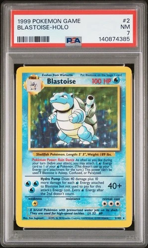 Pokemon 1999 Blastoise #2 Base Set Holo PSA 7