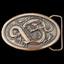 Asian Dragon Fantasy Art Vintage Belt Buckle by Great American Buckle Co 1978 