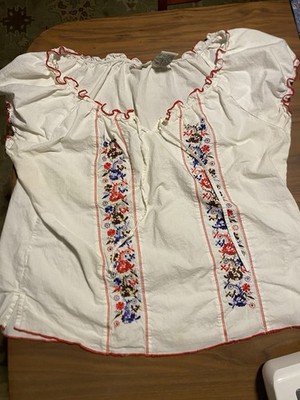 Faded Glory Women's XL Floral Cap Sleeve Top Vintage Y2K Boho Peasant
