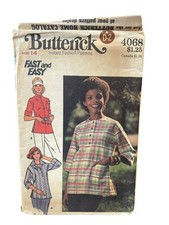 Butterick 4068 Misses Tops Pullover Blouse Size 14 1970s Vintage Sewing Pattern