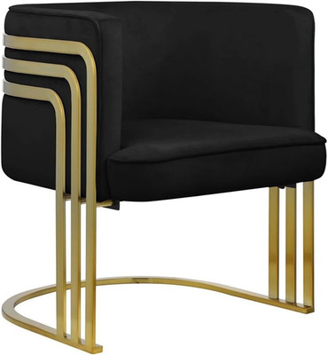 Elegant Black Velvet Accent Chair with Gold Finish - 27'' W x 28.5'' D x 30'' H