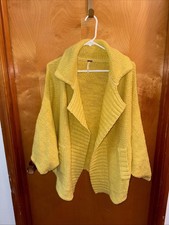 Free People Oversized Open Front Chunky Hobo Cardigan Yellow XS