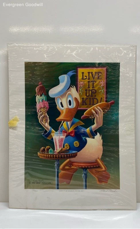 Carl Barks Walt Disney Live It Up Donald You're 50! 21x16 Inch Limited Print