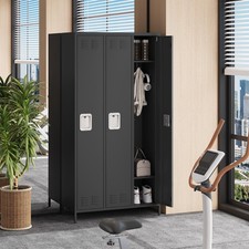 Metal Locker with 3 Doors, Tall Steel Locker Storage Cabinet for Office Employee