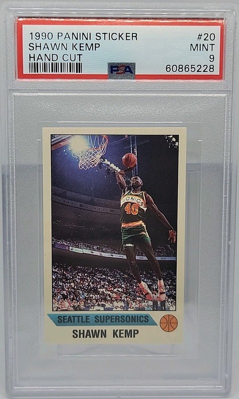 1990 NBA PANINI STICKER SHAWN KEMP #20 HAND CUT PSA 9 MINT VINTAGE