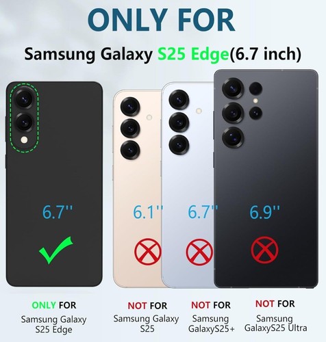 Case For Samsung Galaxy S25 Edge, Shockproof Wallet Phone Cover & Tempered Glass - 第 2/12 張圖片