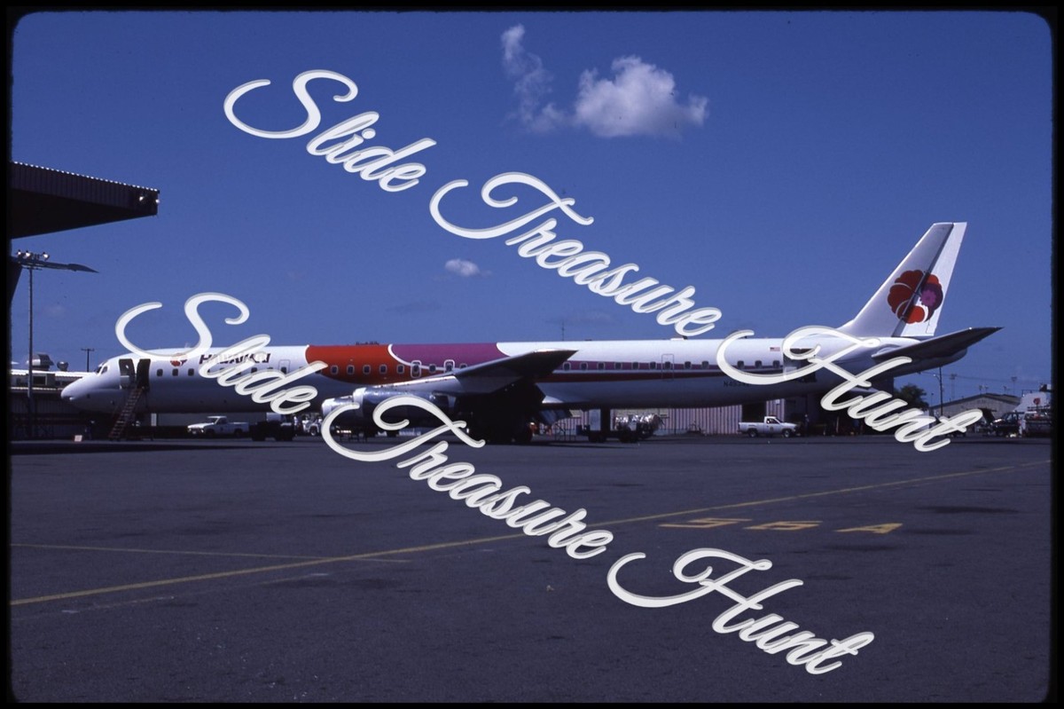 Douglas DC-8 Aircraft Hawaiian Airlines N4934Z 35mm Slide 1980s