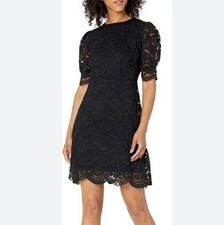 Lark & Ro Black Floral Lace Overlay Cocktail Dress LBD Little Black Dress 12