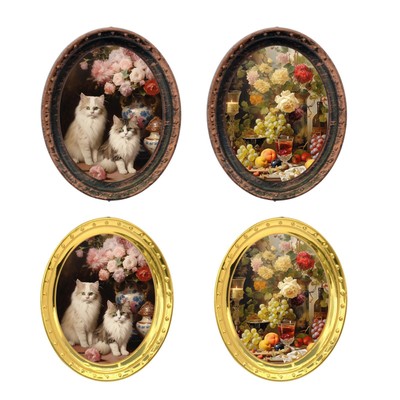 1/12 Puppenhaus Bilderrahmen bedruckt Gemälde Set Geschenk Wanddeko Basteln