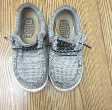 Hey Dude Wally Toddler Stretch Kids Slip On Loafers Gray Fabric Logo 10 ni o