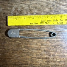 Vintage Large Safety Pin Key Tag, Military, Laundry, Horse Blanket 5 "