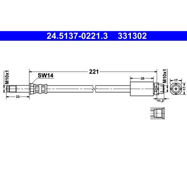ATE 24.5137-0221.3 Bremsschlauch FüR BMW 3 1 4 X1 E81 E82 E87 E88 F36 F30 F80-image
