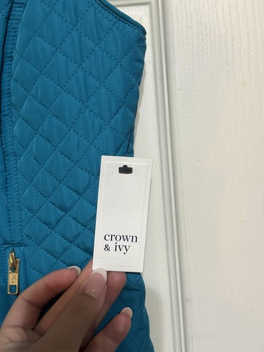 Crown & Ivy Vest Womens Small Quilted Zip Front Lightweight Sleeveless Jacket - Picture 5 of 9