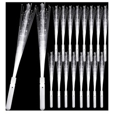 50+LED Fiber Optic Light Up Wands White Handle 3 Light Modes Party Wedding NEW
