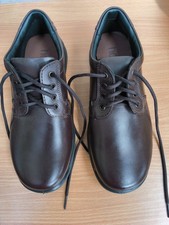 Image of HOTTER BURTON DARK BROWN LEATHER LACE UP SHOES WITH DUEL FIT FOOTBEDS UK 6 STD.