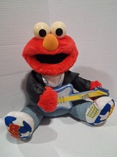 12" Elmo "Rock Roll" Plush Doll Interactive Tyco 1997 Sesame Street Guitar