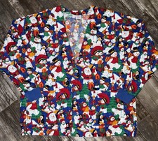 S.C.R.U.B.S. Womens Medical Scrub Top Jacket Size XXL Snowman Christmas