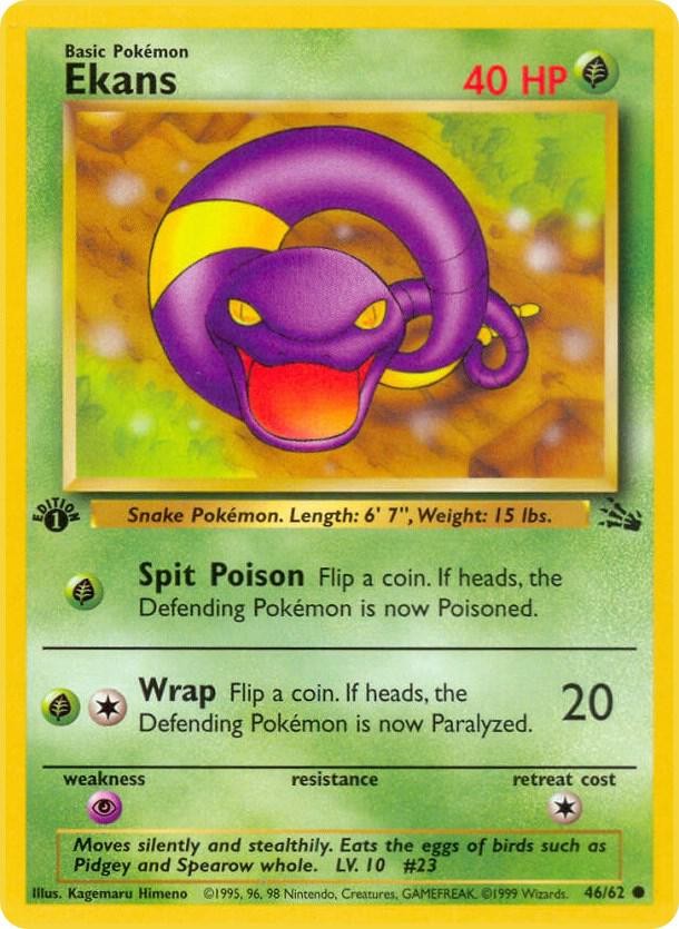 Ekans 1st Edition Common Fossil 46/62 NM