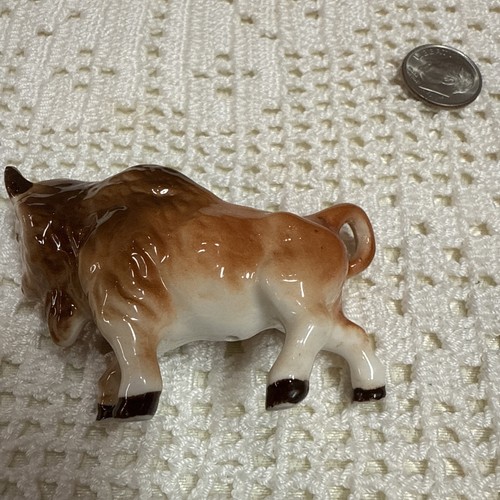 Juego de 2 estatuillas de cerámica miniatura de búfalo bisonte de porcelana de hueso y becerro JAPÓN - Imagen 15 de 19