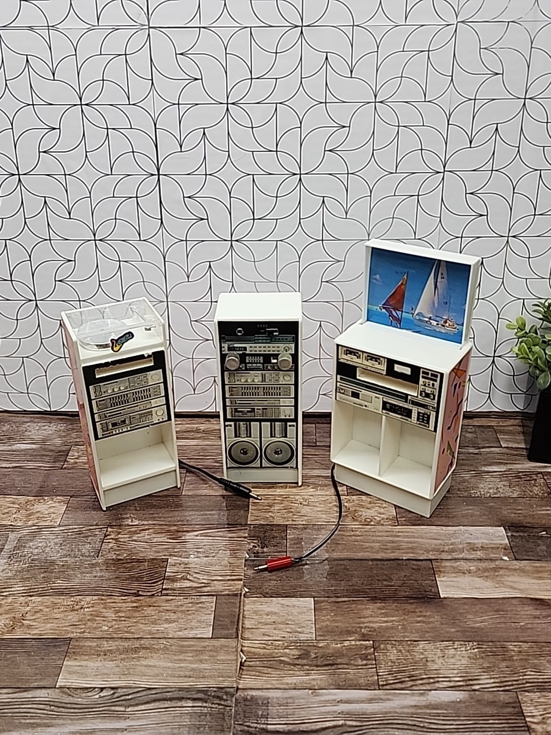 3pc 1986 Multi Toys Radio Record Player Tape Deck 7''