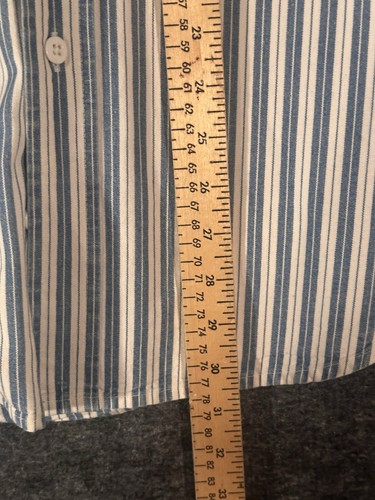 Vintage 90s GAP Striped Denim Button Up Shirt Men’s Large Grunge *small Stain* - Picture 9 of 11
