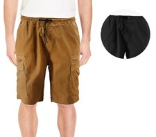 Men's Lightweight Drawstring Elastic Waist Zipper Multi Pocket Cargo Shorts