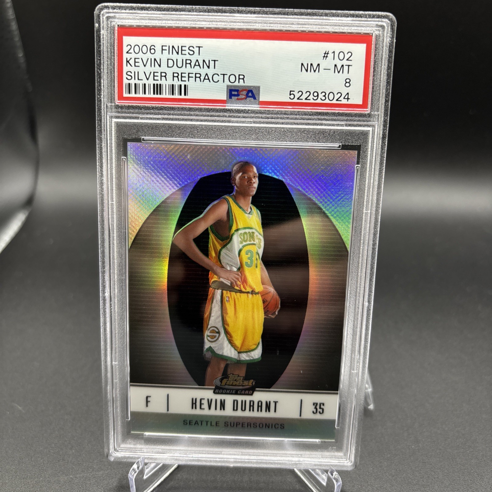 2006-07 Finest Refractors Silver #102 Kevin Durant SONICS 49/319 PSA 8 Rare
