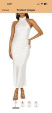 Amazon Brand Phicia New With Tags White Satin Halter Maxi Dress Size Small