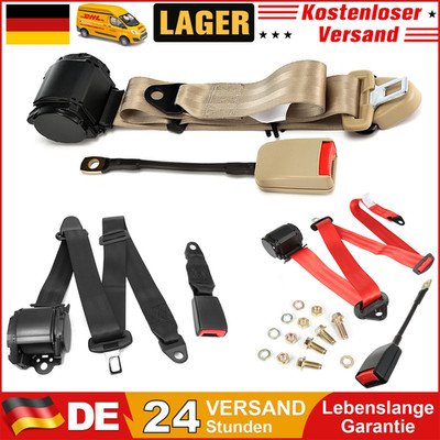 2x 3-Punkt Sicherheitsgurt Automatikgurt Gurtpeitsche E-Prüfug 3730mm 4 Farben
