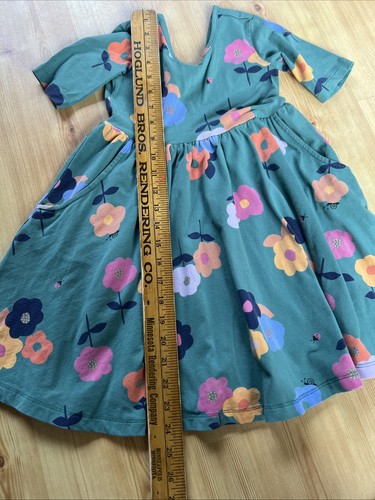 Hanna Andersson Green Flower Twirl Dress size 5 Pockets Girls - Picture 2 of 6