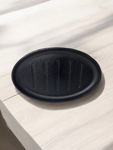 Fajita Cast Iron Serving Plate Oval Hot Sizzler Steak Grill Platter Size 25x18cm