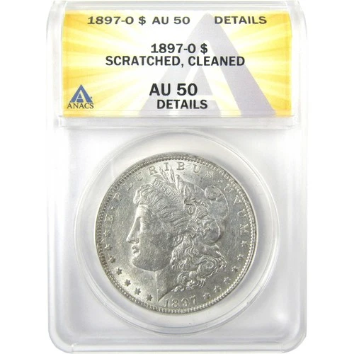 1897 O Morgan Dollar AU 50 Details ANACS Silver $1 Coin SKU:I19201