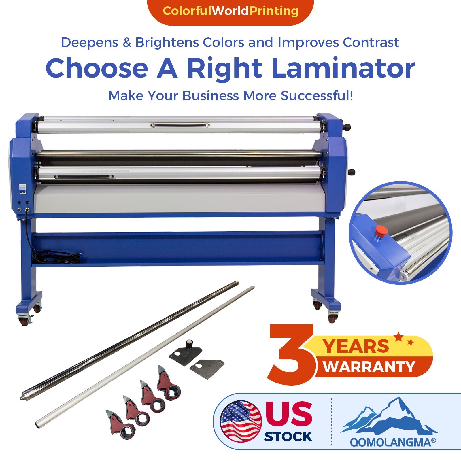 QOMOLANGMA 63in Full-auto Wide Format Cold Laminator with Heat Assisted&Trimmers-image